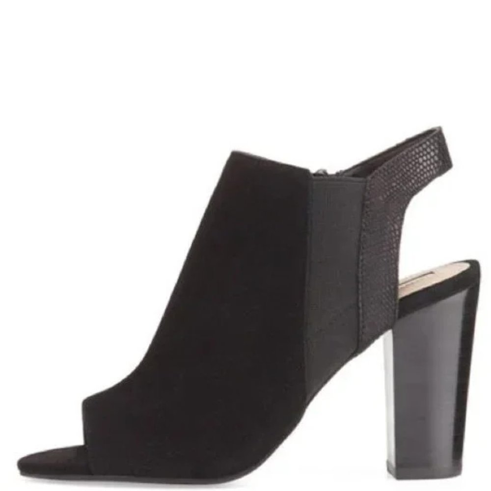 Tahari Mercy Black Suede Leather Peep Toe Bootie 9M